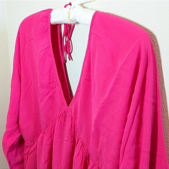 NWT Anthropologie Let Me Be V-neck Flowy Mini Cover Up Dress in Pink - Picture 5 of 16